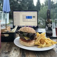 Pyrenees Mountain burger delicately paired with a local IPA - deserved Pyrenees Mountain burger delicately paired with a local IPA - deserved