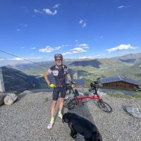 Pla d'Adet from Saint-Lary-Soulon TdF 100 No.10 photobombed by the black retriever Pla d'Adet