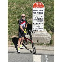 Col de Peyresourde retro summit marker TdF 100 No. 12 out from Bagneres-de-Luchon Col de Peyresourde retro summit marker