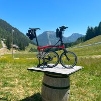 a makeshift posing table at Col du Corbier a makeshift posing table at Col du Corbier