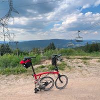 Col du Calvaire, motionless ski lifts, Vosges, France Col du Calvaire, motionless ski lifts, Vosges, France