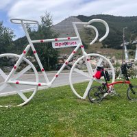Brompton and KOM bike Alpe d'Huez Brompton and KOM bike Alpe d'Huez